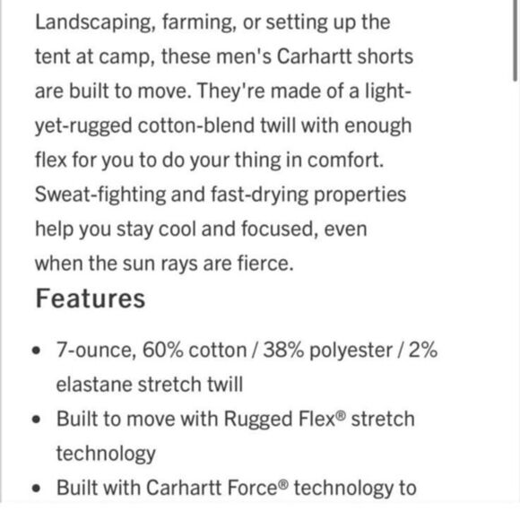 Carhartt Men’s Force Relaxed Fit Shorts - Picture 8 of 8